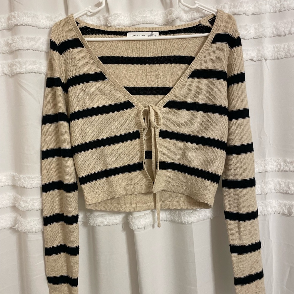 Altar'd State Black and Tan Striped Sweater